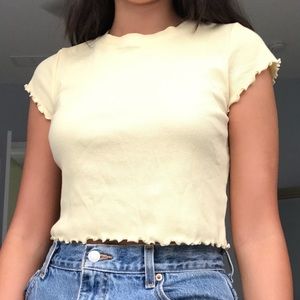 cropped lettuce edge yellow t shirt
